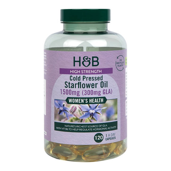 Holland & Barrett High Strength Cold Pressed Starflower Oil 1500mg 120 Capsules