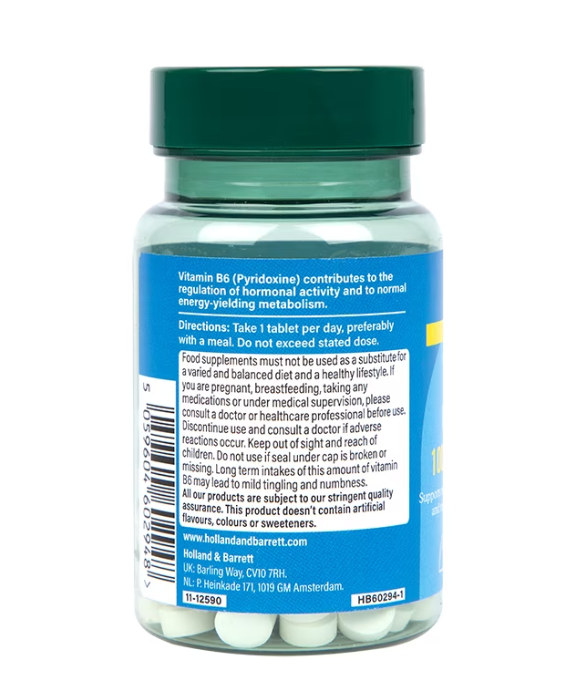 Holland & Barrett High Strength Vitamin B6 + Pyridoxine 100mg 120 Tablets